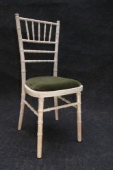 chivary limewash chair with green cushion