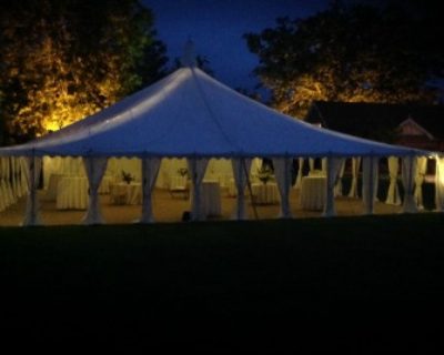 reception marquee at night