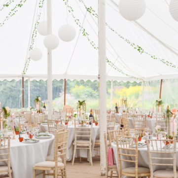 Lantern lights inside traditional Marquee
