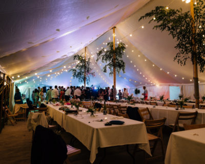Traitional Marquee with festoon lights inside