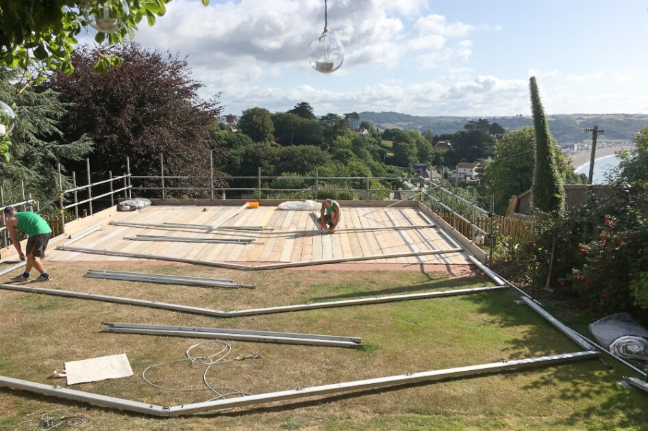 Workers Laying Scaffold - Seaton Beach