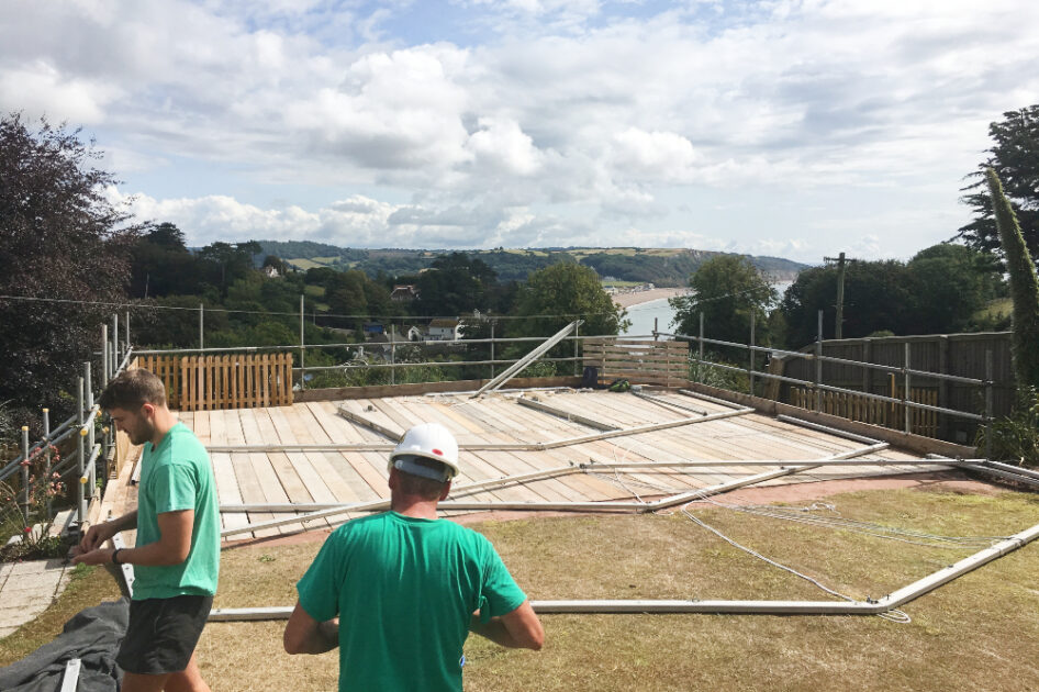 Workers Laying Scaffold - Seaton Beach