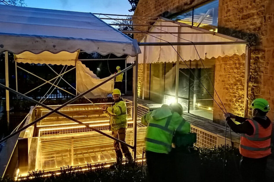 Assembling The Marquee Through The Night