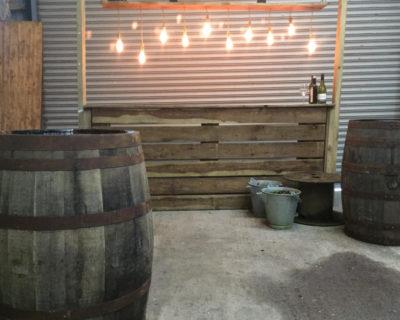 Oak Barrels with rustic bar