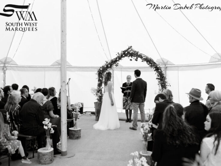 sailcloth traditional marquee for wedding ceremony