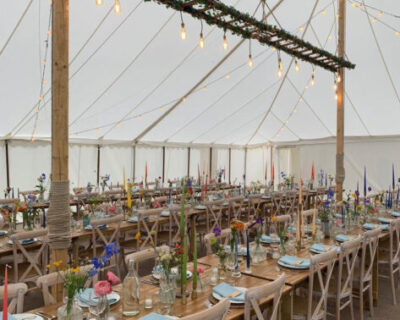 Traditional Style marquee with Edison Ladder Lighting