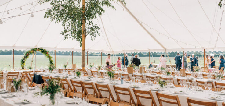 Traditional style marquee with floral decor