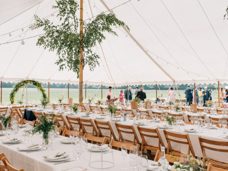 Traditional style marquee with floral decor
