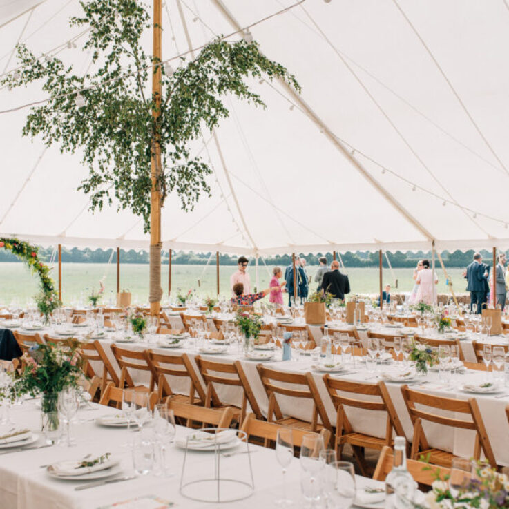 Traditional style marquee with floral decor