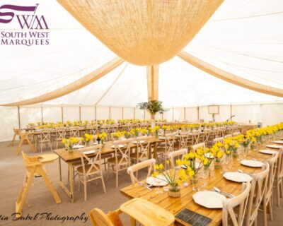 Traditional Marquee with hessian overlays-min