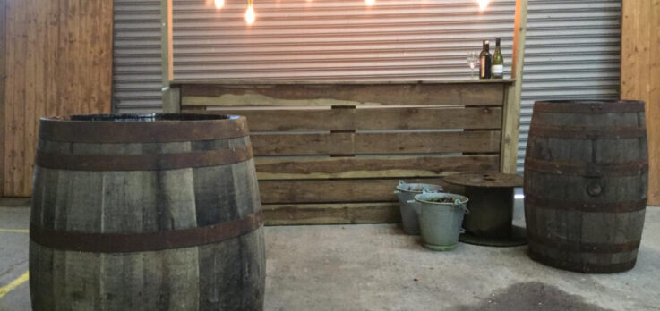 Oak Barrels with rustic bar