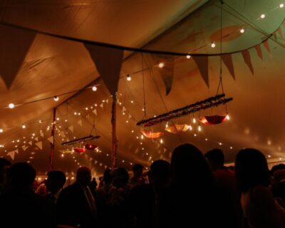 Wedding marquee with interior decorations