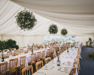 Ivory Pleated with Flower hangings